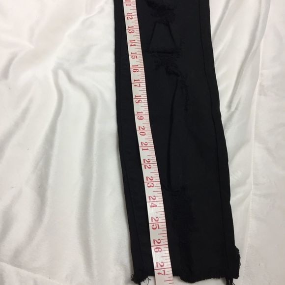 NWT American Bazi Skinny High Rise Jeans Black Sz 7 Distressed Destroyed - Picture 11 of 13